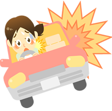 交通事故にあった女性のイラスト